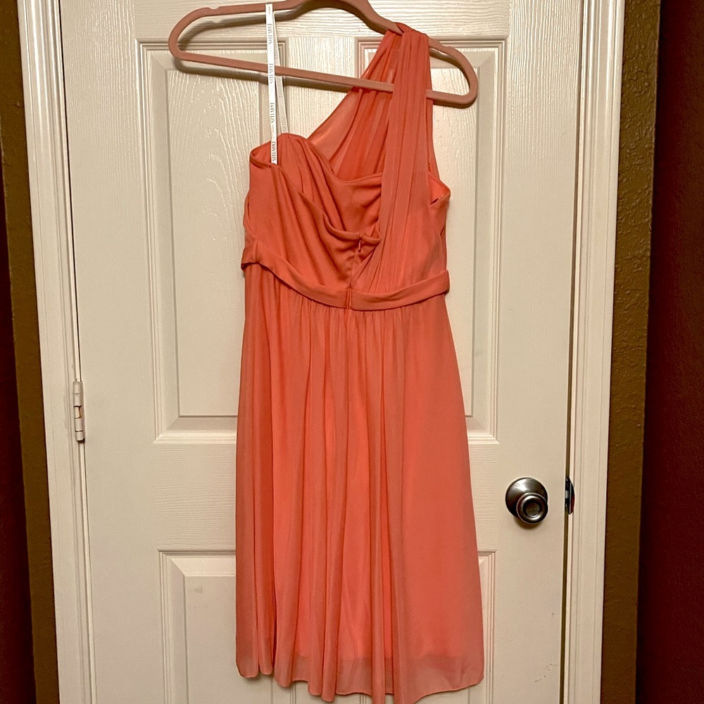 Coral, One Shoulder with Illusion Neck